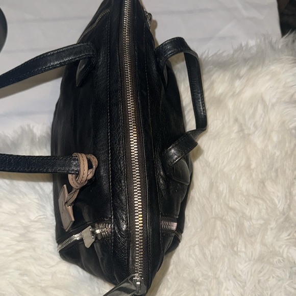 FURLA AMAZZONE BLACK with BLACK ZIPPER STUD SATCHEL Made In Italy $698 EUC - Picture 11 of 11